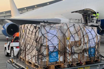 Dubai Humanitarian Cargo loading in a flight